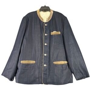 Landhaus C&A Naturally Linen Herringbone Tyrolean Trachten Jacket Navy XXL Mens